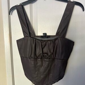 Forever 21 Brown Faux Leather Crop Top